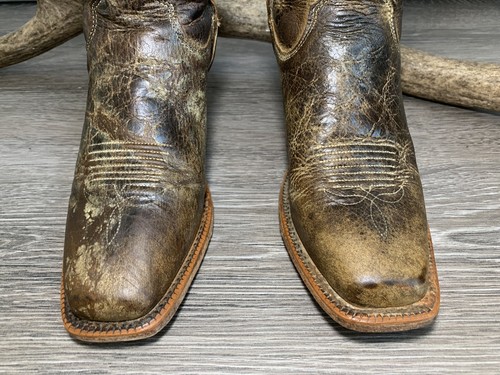 Justin Bent Rail Distress Brown Leather Cowboy Boots Womens Sz 6.5B Style BRL122 - Picture 5 of 9