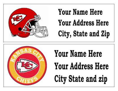 60 NFL KANSAS CITY CHIEFS RETURN ADDRESS LABELS MANY CHOICES FREE SHIPPING