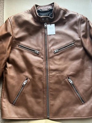 Coach Leather Racer Jacket - Brown - Unisex - Size L - RP £750 - Image 1 of 4