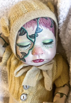 Painted Newborn Sleeping doll, Poison Ivy