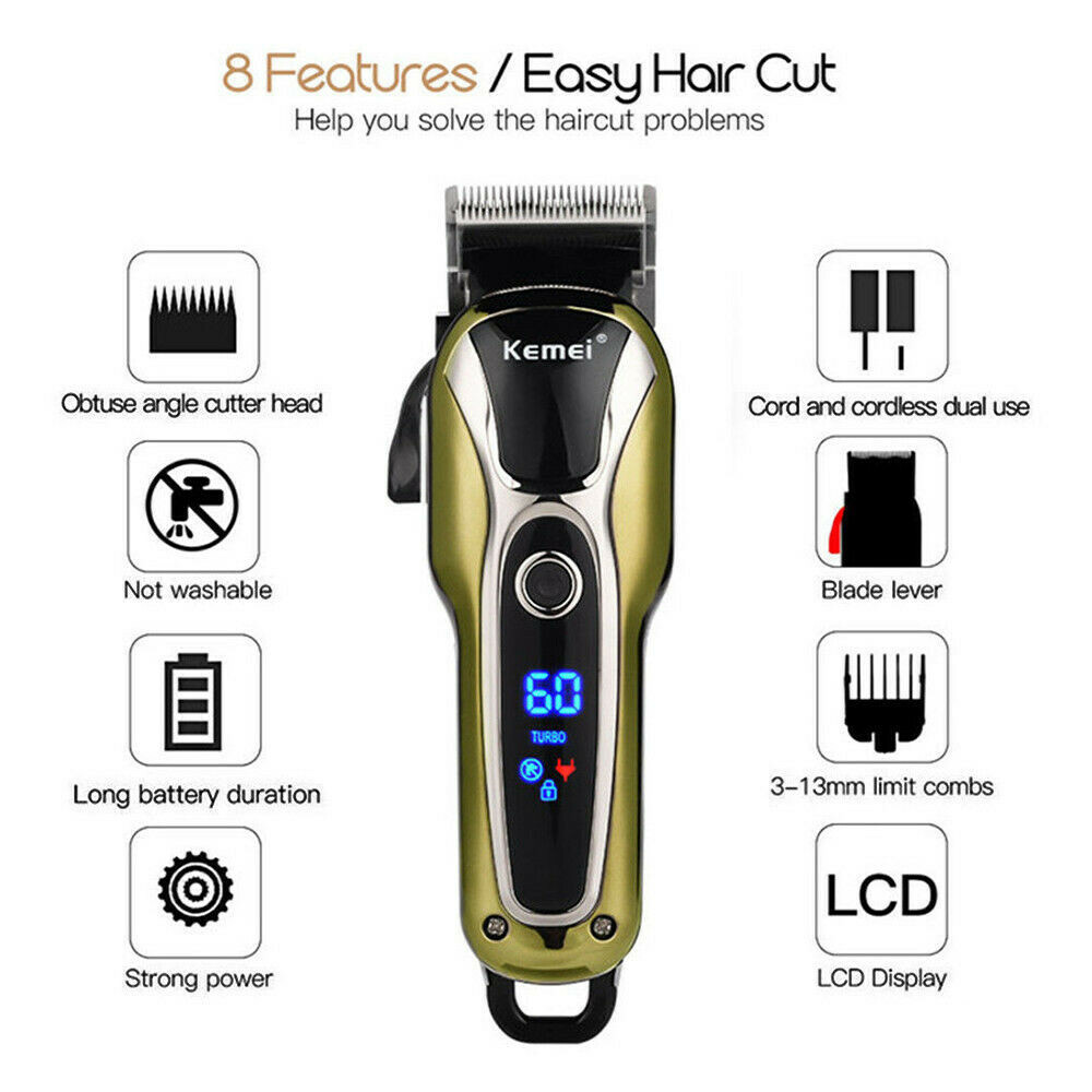 Kemei Electric Hair Clipper Cutting Trimmer LCD Shaver Barber