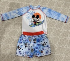 9-12 Months Disney Mickey Mouse Surfing Rash Guard  Trunks 2Pc Swim Set