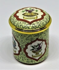 HALCYON DAYS ENAMEL BOX - COOKING SPICES - "VARIETY IS THE SPICE OF LIFE"
