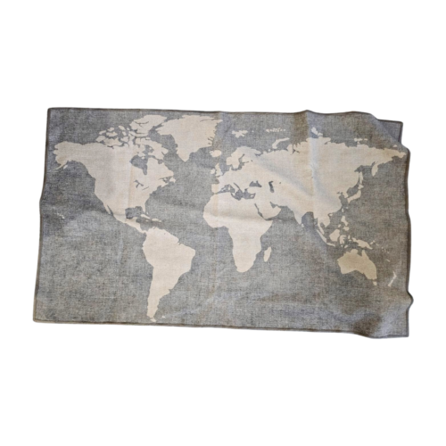 Ruggable 5X7 Rug WORLD MAP Grey & Beige AREA CARPET Low Pile Washable NO PAD