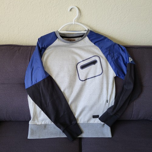 PRPS Goods And Co Sweatshirt Mens SZ L Grey Color Block Sleeves Streetwear Y2k - Picture 12 of 12