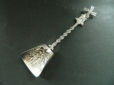antik Silber Niederl&auml;ndischer Caddyspoon Zuckerl&ouml;ffel Teema&szlig; M&uuml;hlenl&ouml;ffel