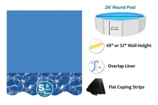 SmartLine 24' Round Overlap Swirl Bottom 25 Gauge Swimming Pool Liner w/ Coping