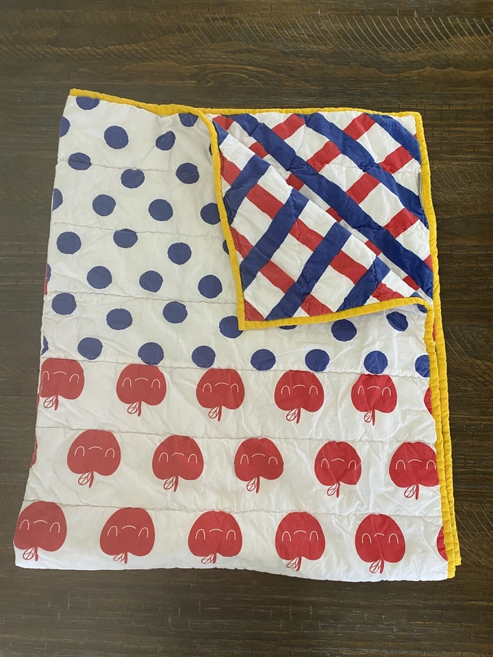 The Land of Nod Apple Orchard Reversible Toddler Quilt, Fitted Sheet, Pillowcase - Image 3 of 4