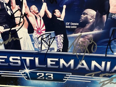 WWE WRESTLEMANIA23 サイン入り記念プレート WWE WRESTLEMANIA 23 Ring Rope Signed Plaque Benoit Khali RVD