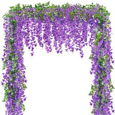 6 Pcs 36FT Artificial Wisteria Flower Garland Hanging Vines for Wedding Arch