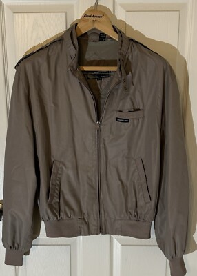 Members Only 80s Bomber Jacket Classic Cafe Racer Size 42 Dark Tan Khaki READ