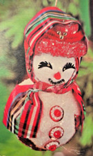 LeeWards SNOW LADY Snowman Vintage Sequin Bead Christmas Ornament Kit NOS