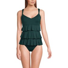 NWT Lands' End Womens Smoothing Ruffle Fauxkini One Piece Swimsuit Size 2-18 CL2