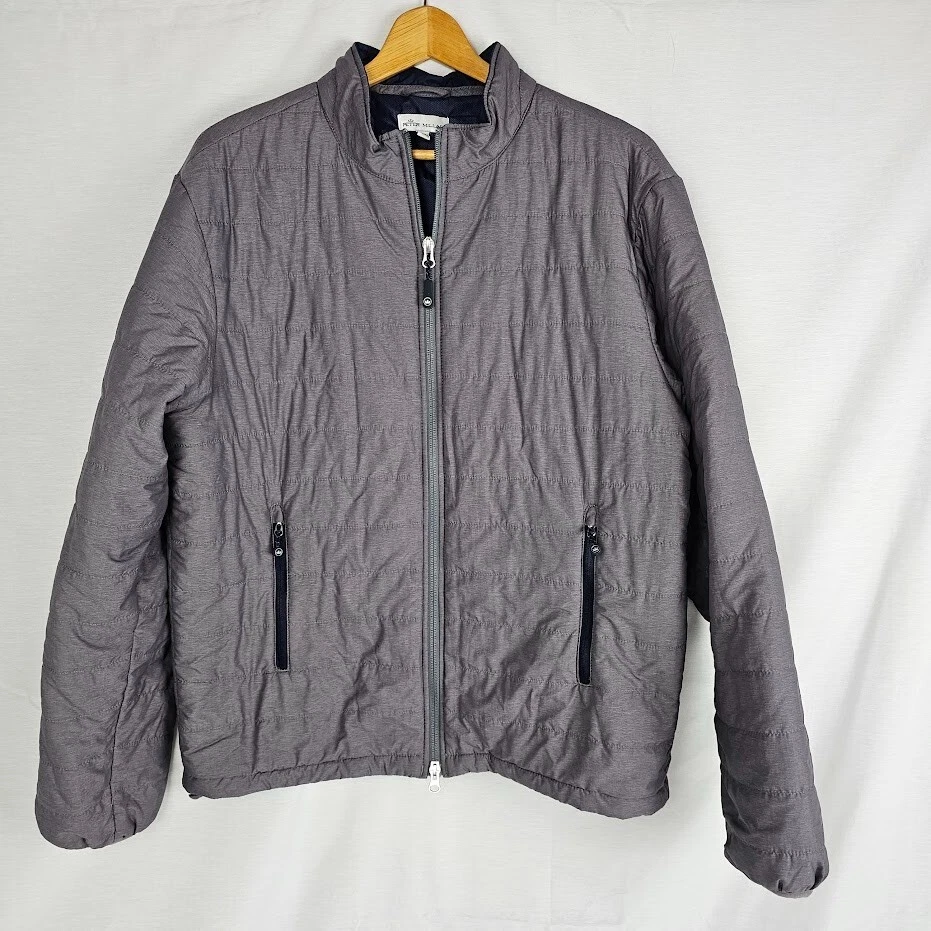 Peter Millar Quilted Puffer Jacket Gray/grey MEDIUM Zip Up