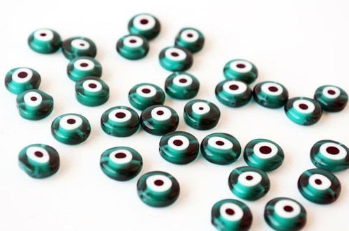 Emerald Green Evil Eye Beads 12mm 40 Pcs Real Glass Evil Eye Beads Turkish Eye - Picture 4 of 4