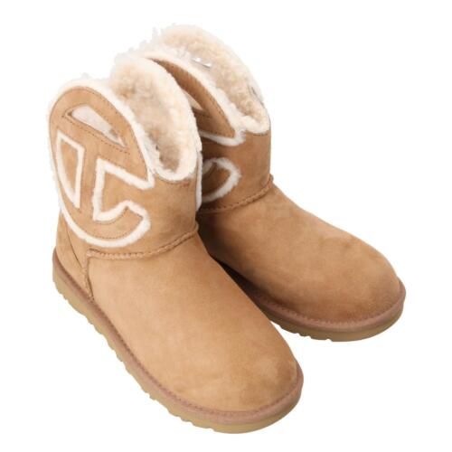 Ugg x Telfar Mini Ankle Boot Brown Shearling Suede Pull On Flat Heel Comfort - Picture 9 of 11
