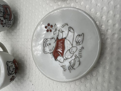 Miniature Tea Cup Set Japan Plates Teddy Bear Vintage Childrens Dishes Japan - Picture 4 of 10