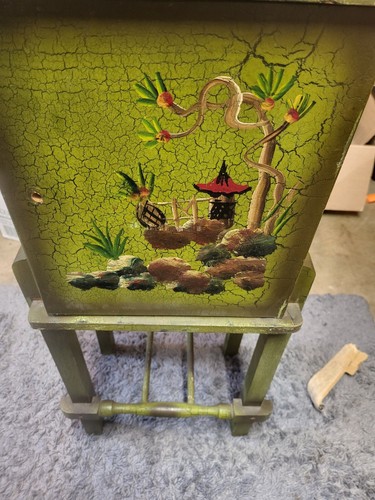 Humidor vintage dipinto a mano arte popolare primitivo foderato in rame per fumatori! - Foto 11 di 18