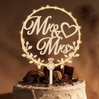 "Cake Topper Hochzeit Holz \"Mr Und Mrs\" Mit LED Lichterkette Tortendeko"