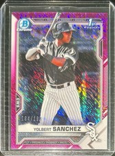 2021 Bowman Chrome Yolbert Sanchez #BCP-40 Fuchsia Shimmer Refractor /199