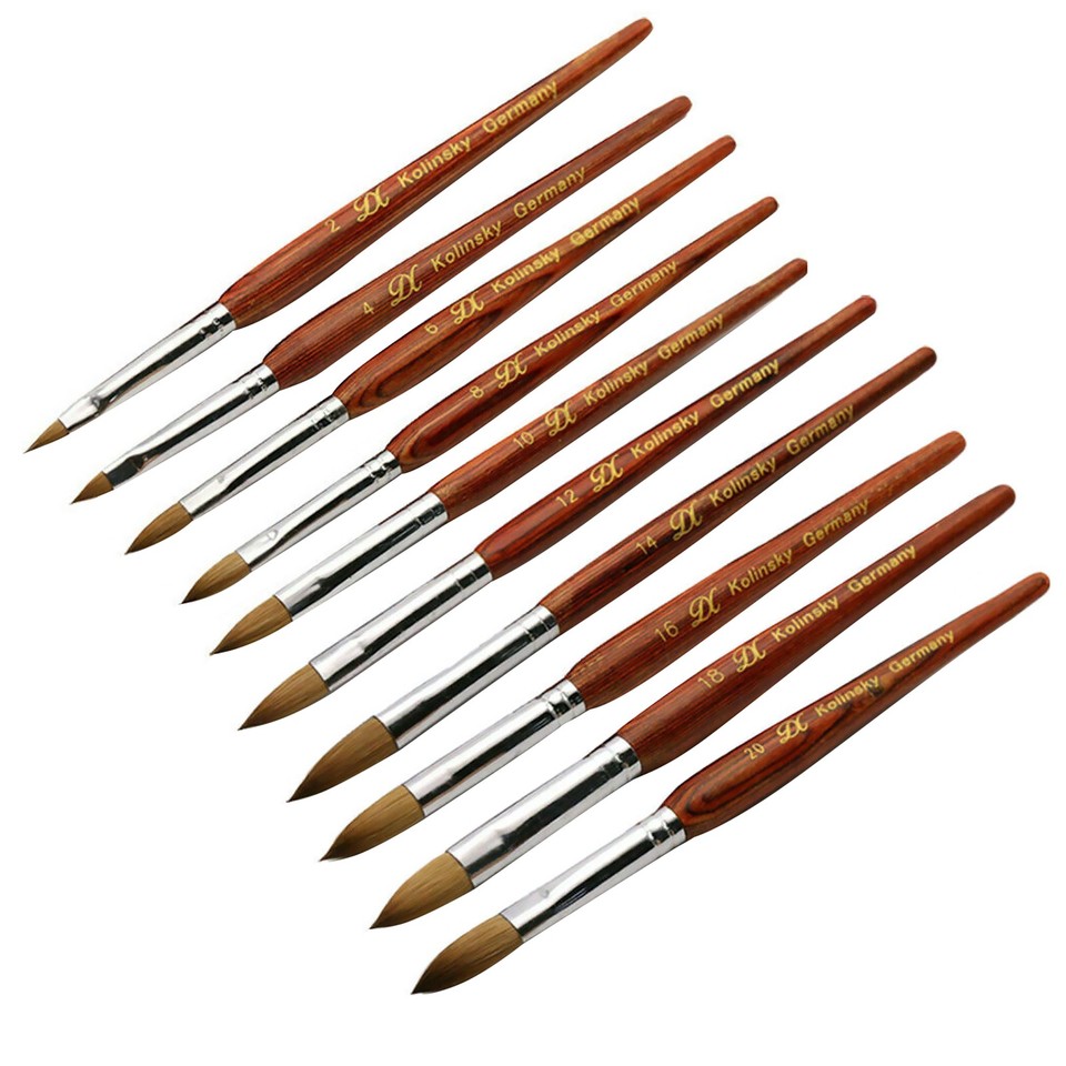 100% Kolinsky Sable RED WOOD Smoothy Acrylic Nail Brush Nail Art Beauty Tool E