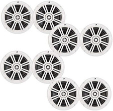 White OEM Replacement Marine 6.5" 4 Ohm Coaxial Speaker Bundle - 8 Speakers