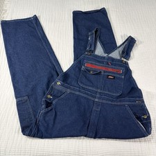 Dickies Bib Overalls Mens Medium Blue Denim Cotton Utility Workwear Carpenter
