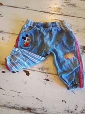 Disney Baby Mickey Co Vtg Jeans Boys Size 12 Mos Retro Y2K Striped Embroidered