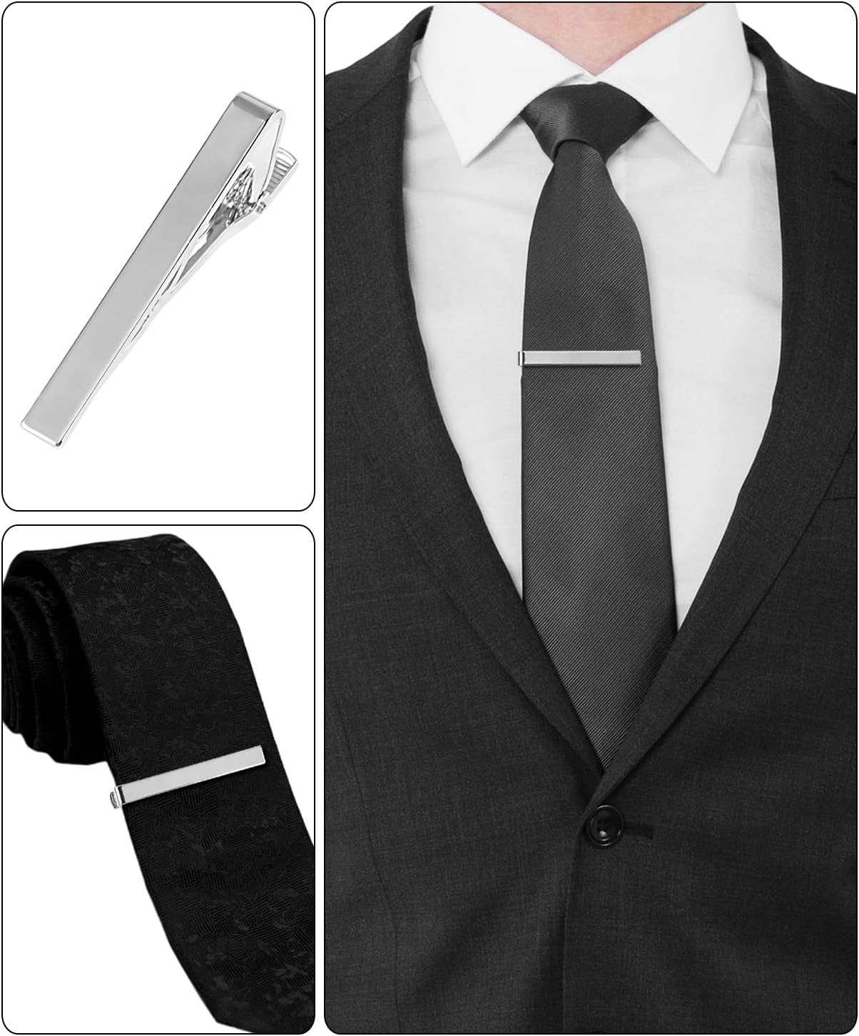 vivinin 5P Tie Clips For Men, 5 Different Classic Bar, Stainless Steel... 