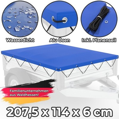 Anhänger-Plane 207 x 114 cm Flachplane Stema 750kg Abdeckplane für Anhänger PKW