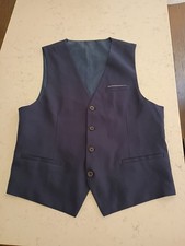 Vest Waistcoat Mens Navy Blue Dress Suit Formal Size Small