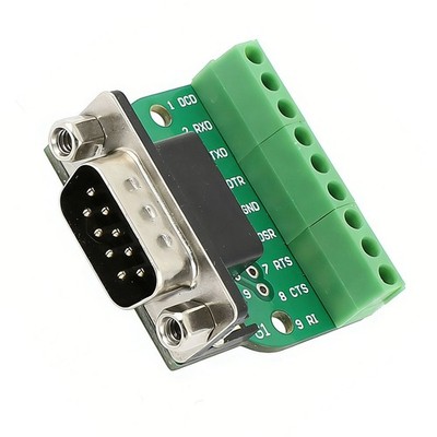 New DB9 RS232 D-Sub Male to 9-Position Terminal Breakout Board