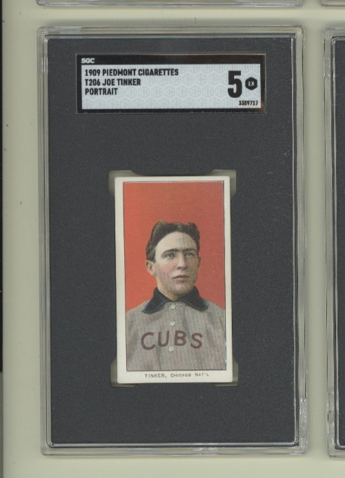 1909 T206 Joe Tinker Chicago Cubs Portrait HOF Piedmont Back SGC 5 EX
