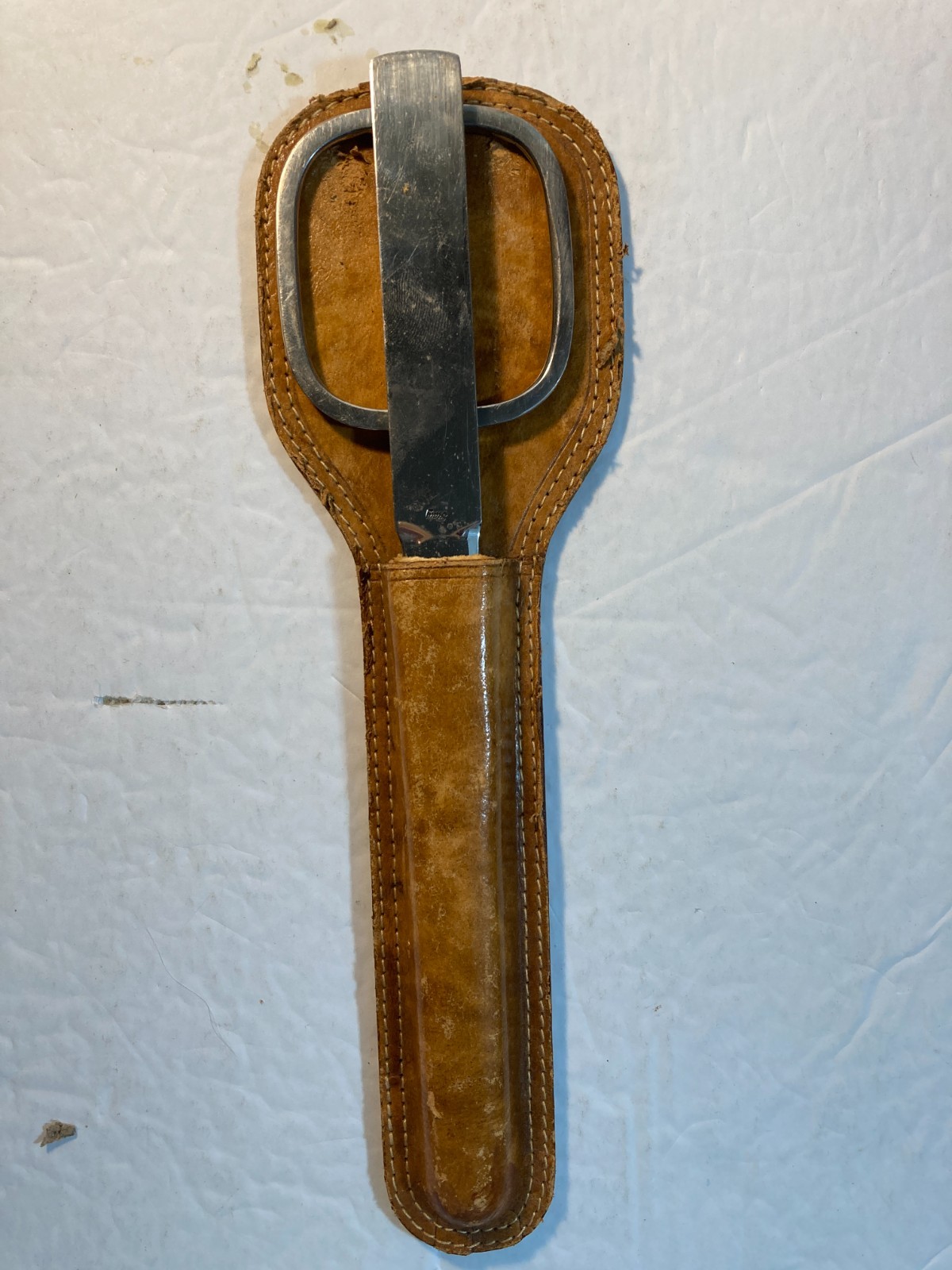 Letter Opener & Scissors Desk Set Vintage Italian 9" Leather Case Used