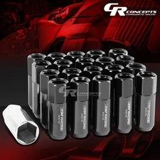 FOR DTS/STS/DEVILLE/CTS 20X EXTENDED ACORN TUNER WHEEL LUG NUTS+KEY BLACK