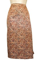 Sag Harbor Animal Print Skirt 16 Brown Black Elastic at Waist Straight NEW