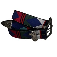 Vintage Nuovo Southwestern Aztec Belt Silver Accents 37 Inches Long Size 13