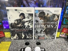 Nintendo Wii Medal of Honor Heroes 2 + MOH Vanguard Complete CIB Tested VG-EX