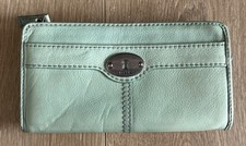 VTG Fossil Maddox Keyhole Mint Genuine Leather Trifold Women Wallet Clutch Snap