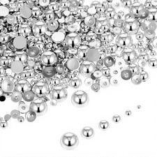 2000PCS Half Pearls for Crafting, Silver Mixed Sizes 2-8Mm Flatback Nails Pearl