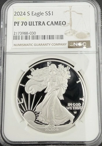 Photo of a 2024-S American Silver Eagle from an eBay listing that sold on Jul 14, 2026