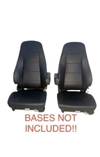FREIGHTLINER M2 106+ SEMI TRUCK Black Vinyl AIR RIDE BUCKET SEATS (SET OF 2)