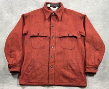 Vintage 70s Woolrich Mackinaw Cruiser Men's Red Wool Shirt Jacket Size L