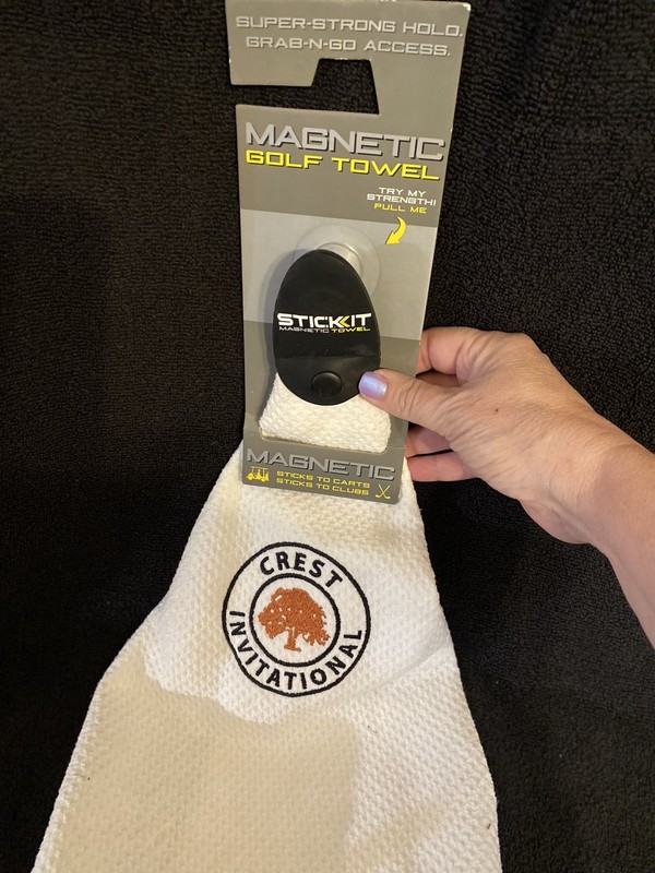Stick It Magnetic Golf Towel New White. Crest Invitational Golf Tournament
