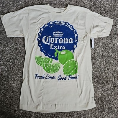 NWT Corona Extra ''Fresh Limes Good Times'' Cream Colored Medium Short Sleeve