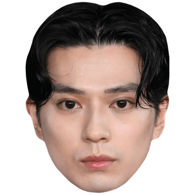Mackenyu Arata (Vorhänge) Großer Kopf. Größer als das Leben Maske.