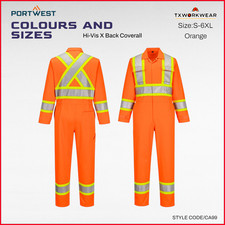 Portwest Hi-Vis X Back Coverall S-6XL Comfortable ,Durable For Work CA999