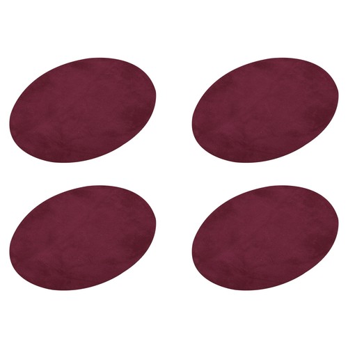4 x Ellenbogen Knie Bügelflicken Stoffflicken Reparaturflicken oval lila rot - Bild 1 von 6