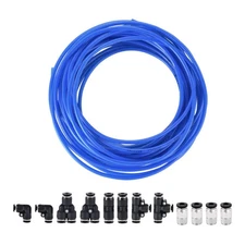 Tire 4mm OD PU Flexible Air Tubes Kit 10M Blue with Black Fittings