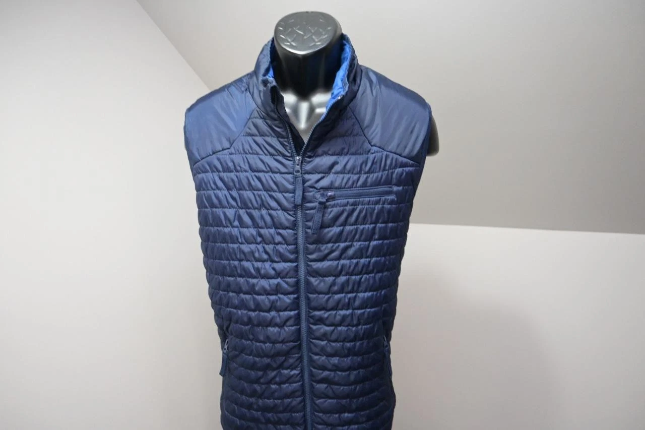 Nat Nast Insulated Puffer Vest Blue Quilted Full Zip Mens Size Large